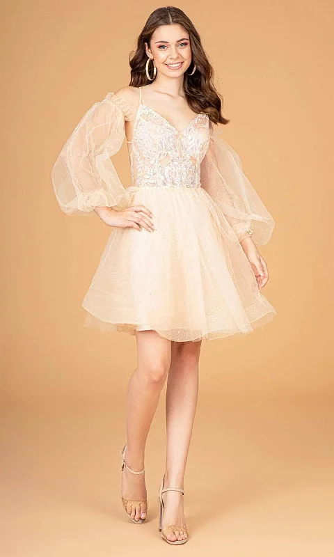 Elizabeth K GS3095 - Tulle Bell Sleeves Cocktail Dress