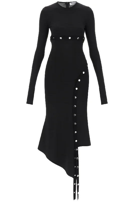 asymmetric dress with snap buttons 241WCM99A014 BLACK