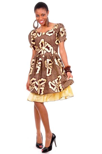 Brown African Print Dress