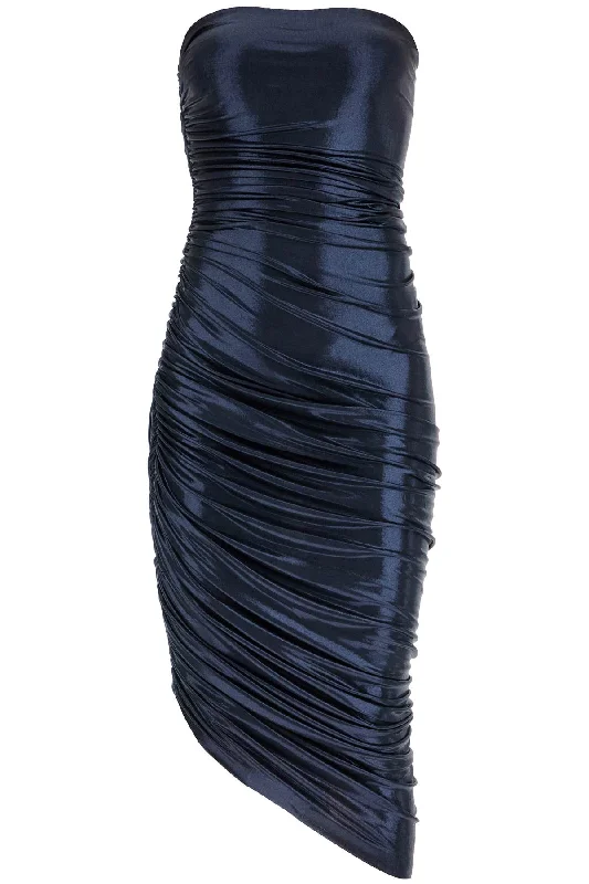 diana strapless dress in lycra ST2243LMB32951 TRUE NAVY