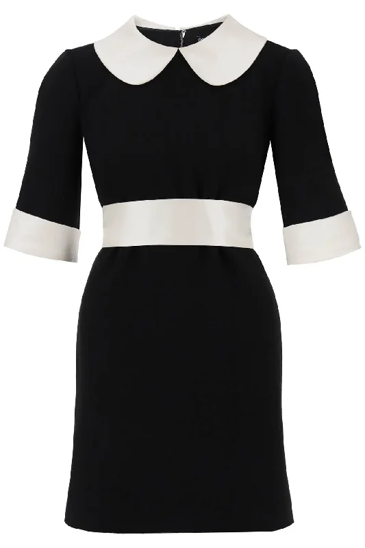 Dolce & gabbana mini crepe and satin dress F6JFJT FUBCI NERO