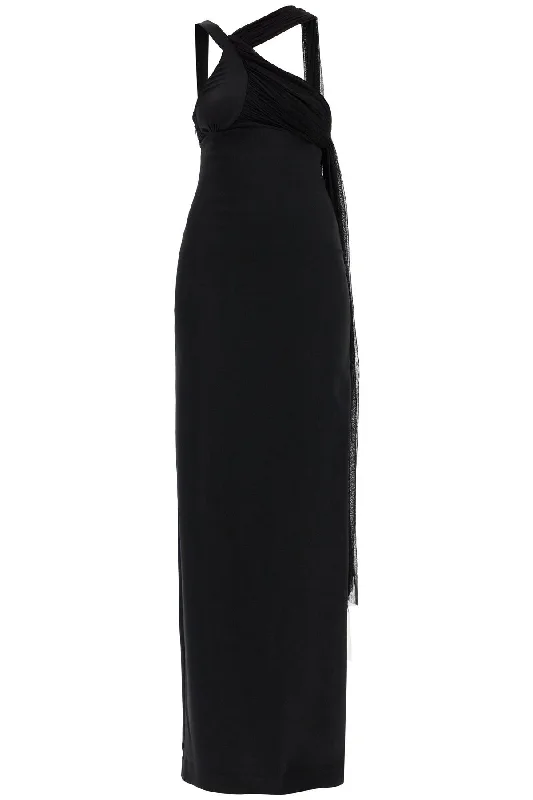 long one-shoulder 24033143 BLACK