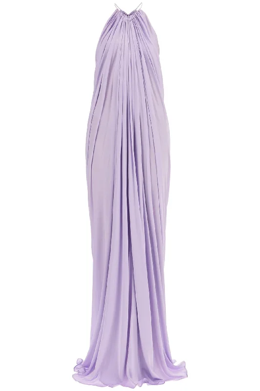 long shiny jersey dress ABJ829 JEX120 BRIGHT LILAC