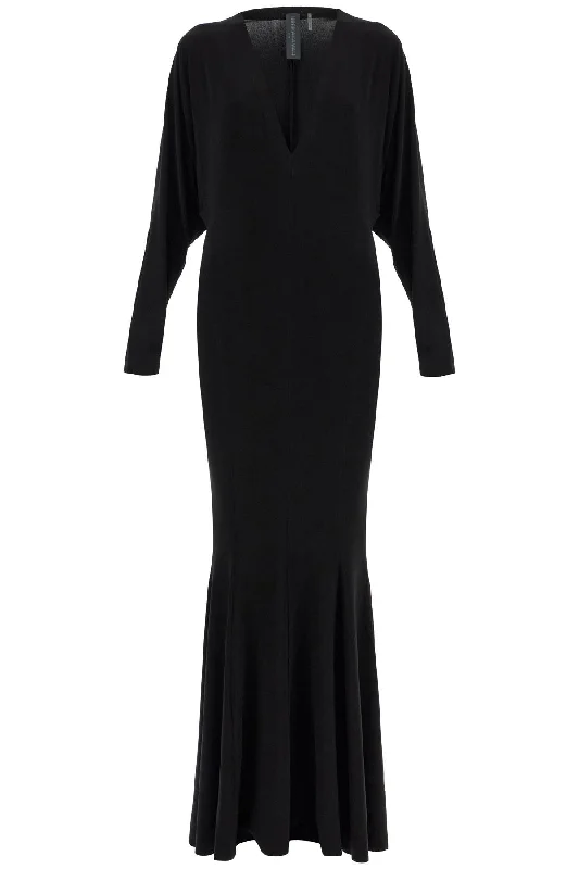 mermaid-style dress with dolman sleeves KK3243PLF19001 BLACK