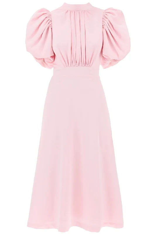 midi satin dress with balloon sleeves 112106345 Blushing Bride