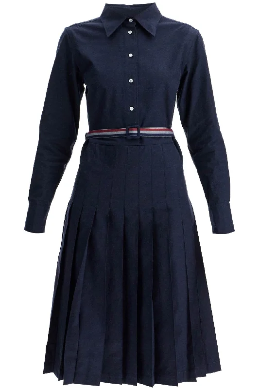 midi shirt dress with belt FDSE89A F0351 NAVY