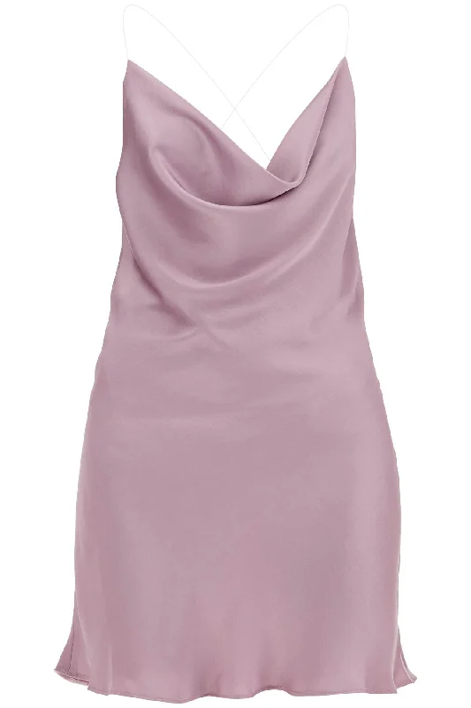 mini satin slip dress with spaghetti straps 102DR017 F535 EVERGREEN MAUVE