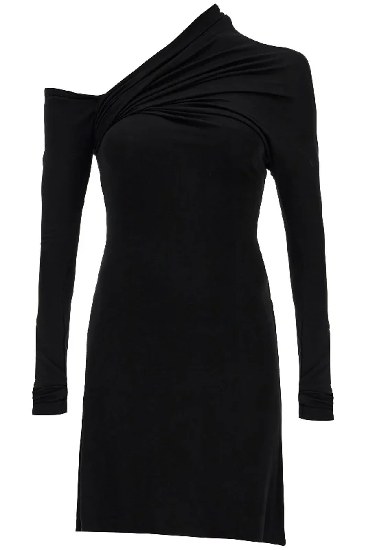 "mini twist crepe dress with 324JRO449JS0145 BLACK