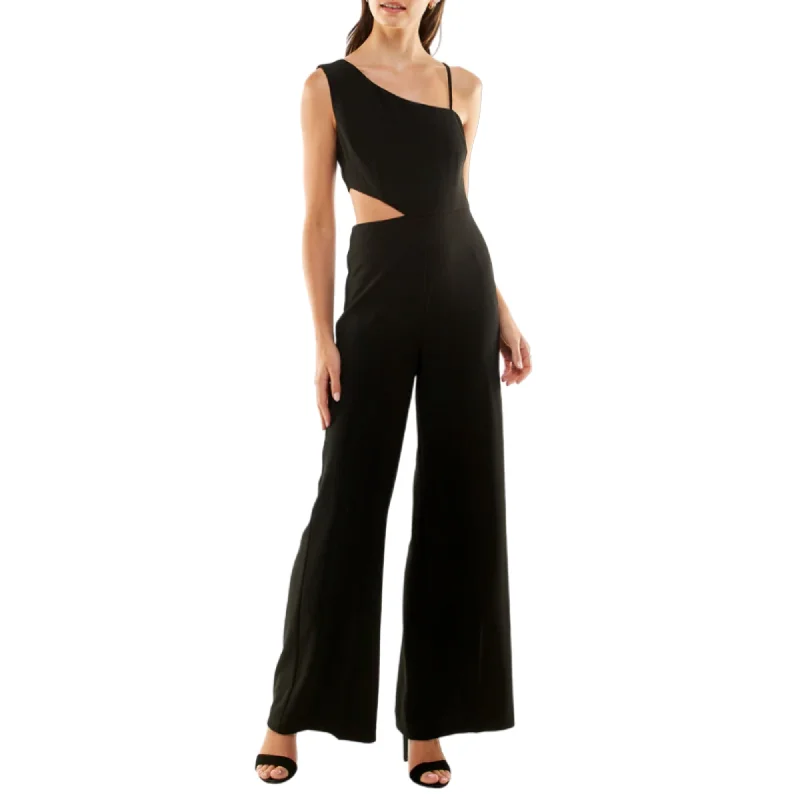 Nicole Miller Women's Asymmetric Cutout One Shoulder Sleeveless Wide Leg Jumpsuit