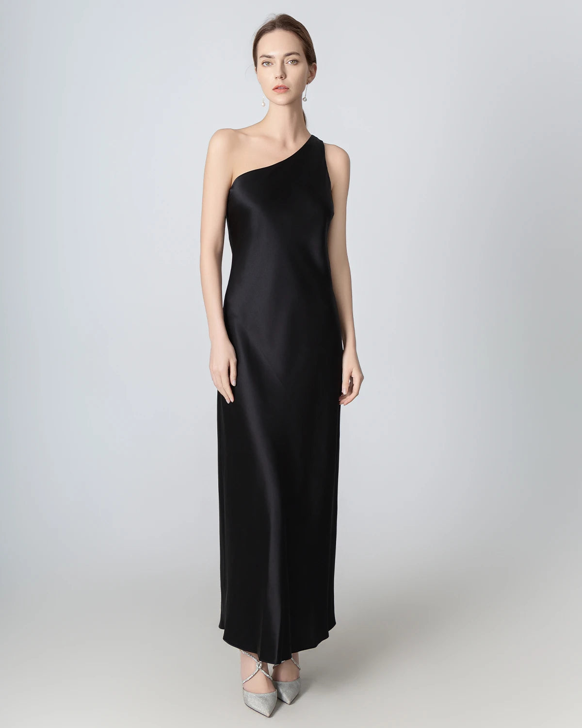 One Shoulder Maxi Silk Dress