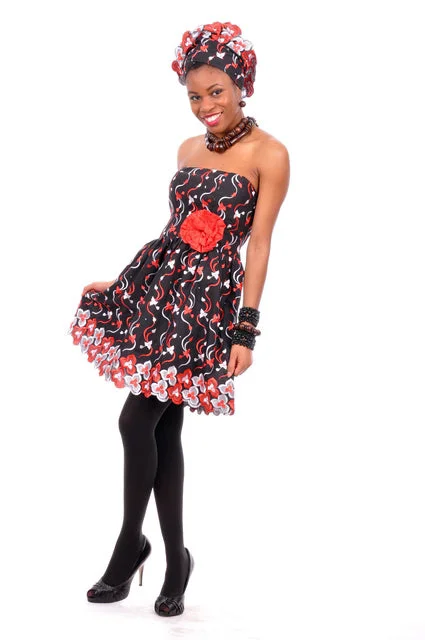 Strapless African Clothing lace dress