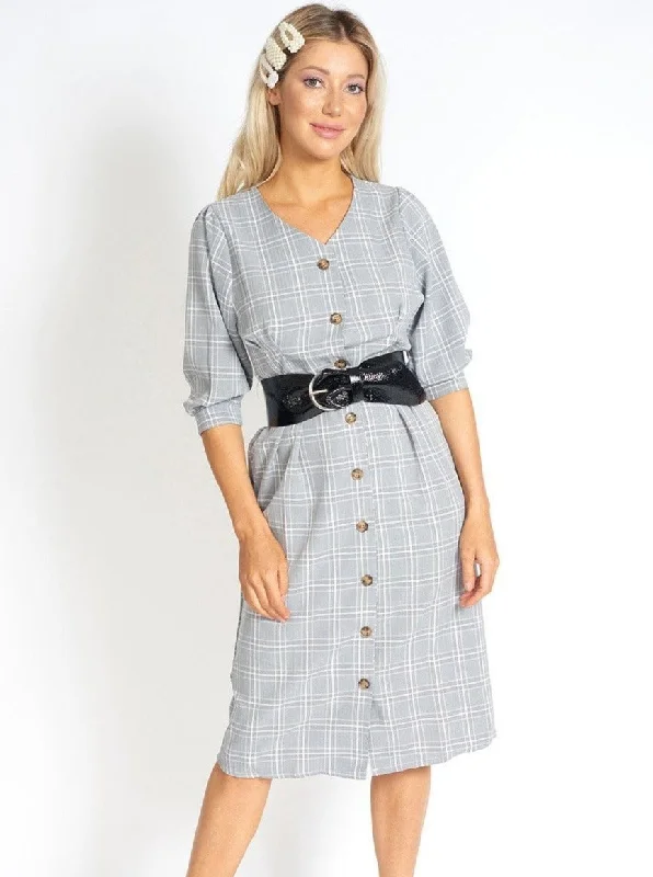 Too Cute for Office Modest Plaid Dress