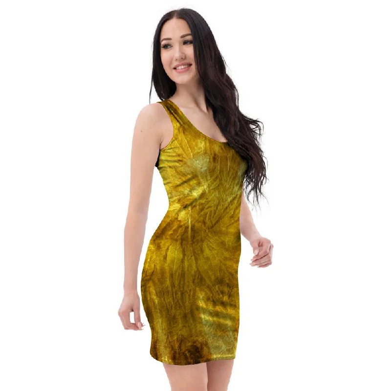 Gold Tie Dye Bodycon Dress