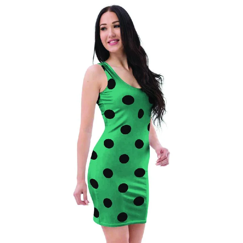 Green Polka Dot Bodycon Dress