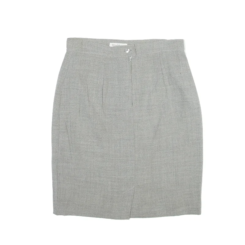 MAXMARA Knee Length Pencil Skirt Grey Wool Womens UK 14